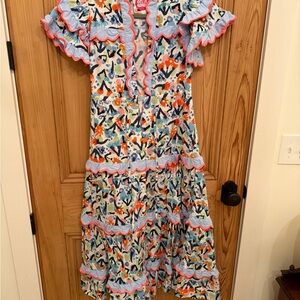 CeliaB Multicolor Ruffle Dress with Blue and Orange